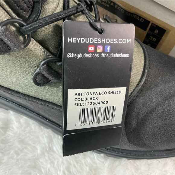 Hey Dude Tonya Eco Shield Boots Black Olive Mens 8 New in Box Water Resistant main image 10